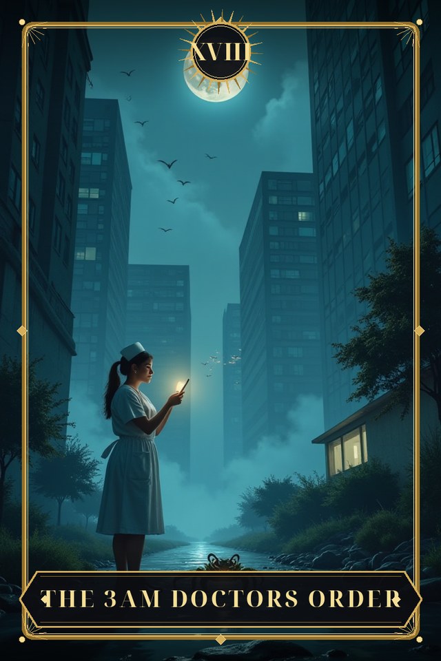 The 3am Doctors Order — illustrated tarot card, arcanum XVIII