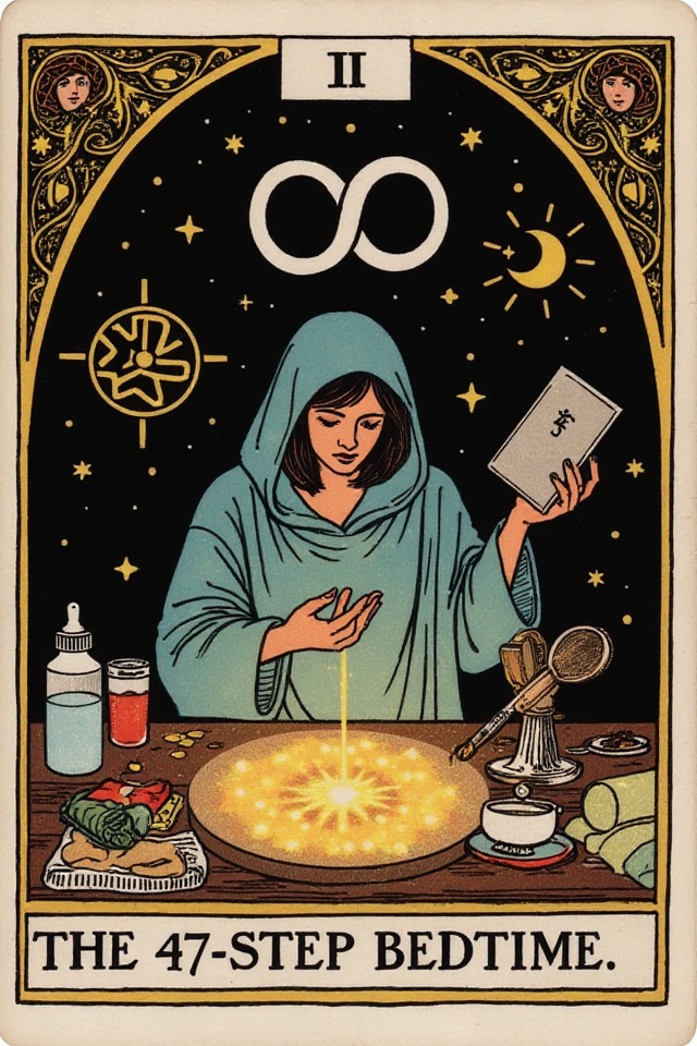 The 47-Step Bedtime — illustrated tarot card, arcanum I