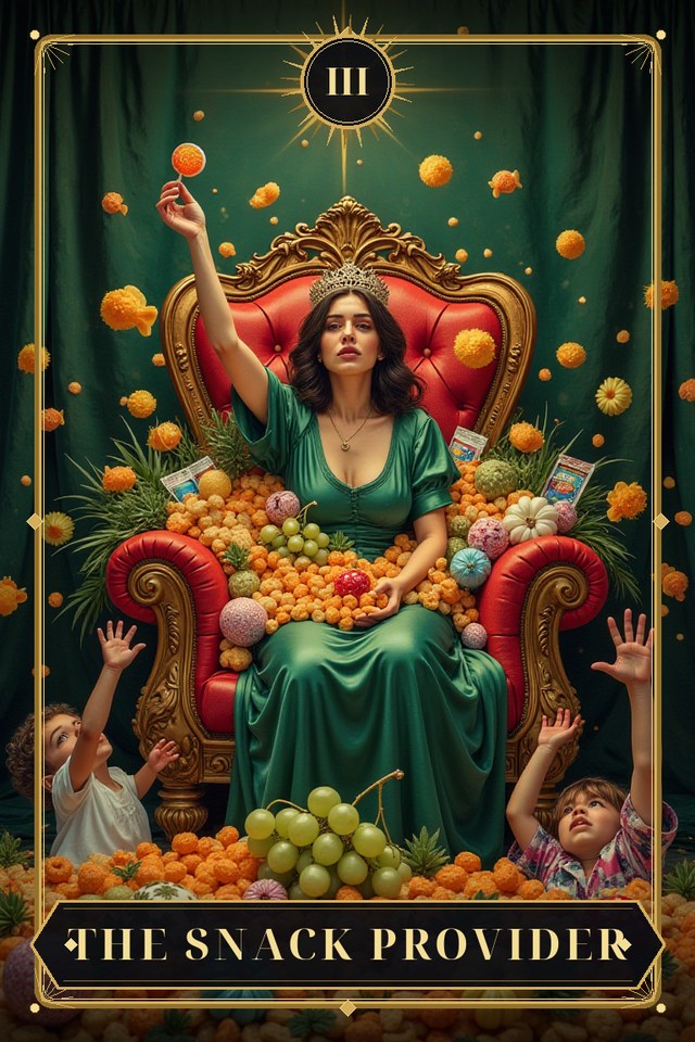 The Snack Provider — illustrated tarot card, arcanum III