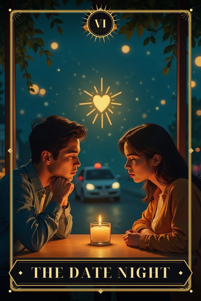 The Date Night — illustrated tarot card, arcanum VI