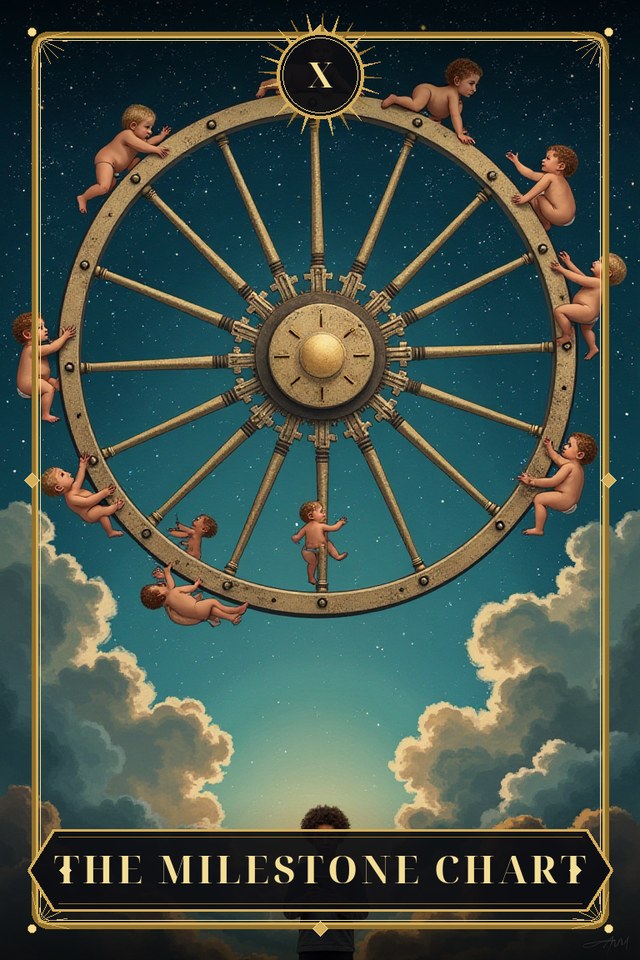 The Milestone Chart — illustrated tarot card, arcanum X