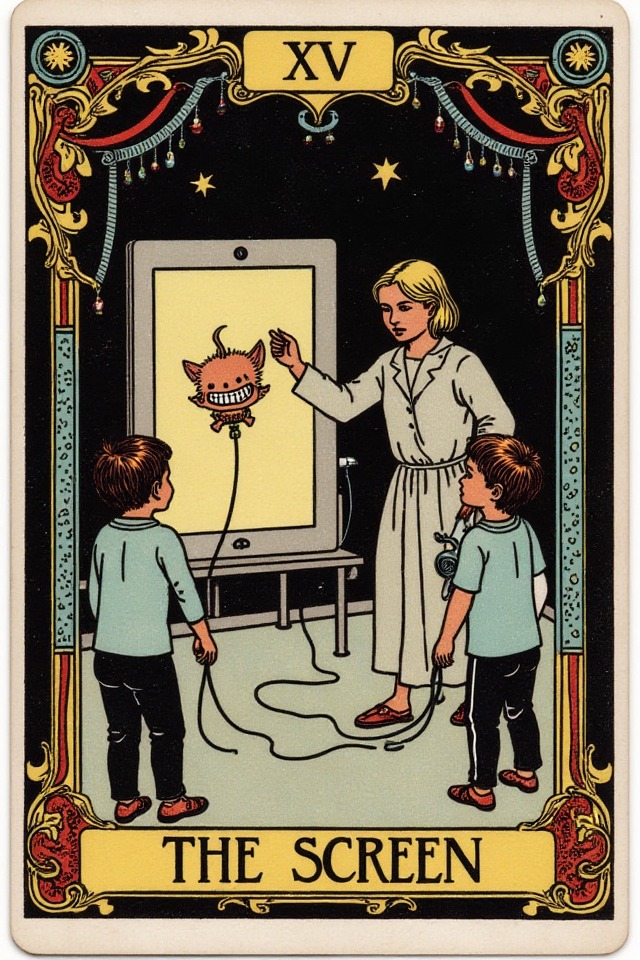 The Screen — illustrated tarot card, arcanum XV