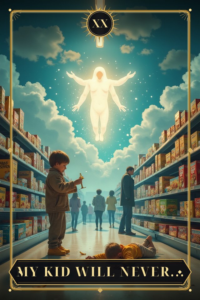 My Kid Will Never... — illustrated tarot card, arcanum XX