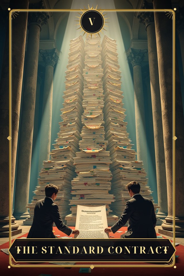 The Standard Contract — illustrated tarot card, arcanum V