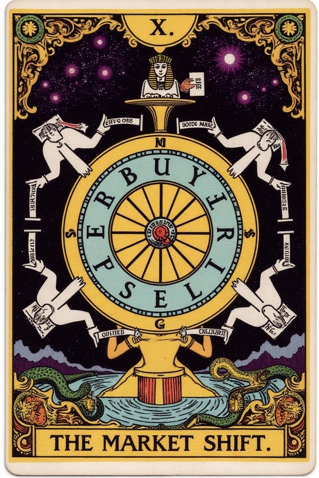 The Market Shift — illustrated tarot card, arcanum X