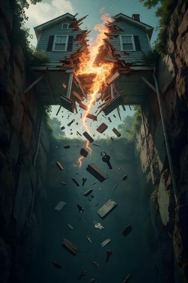 The Deal Falls Through — illustrated tarot card, arcanum XVI