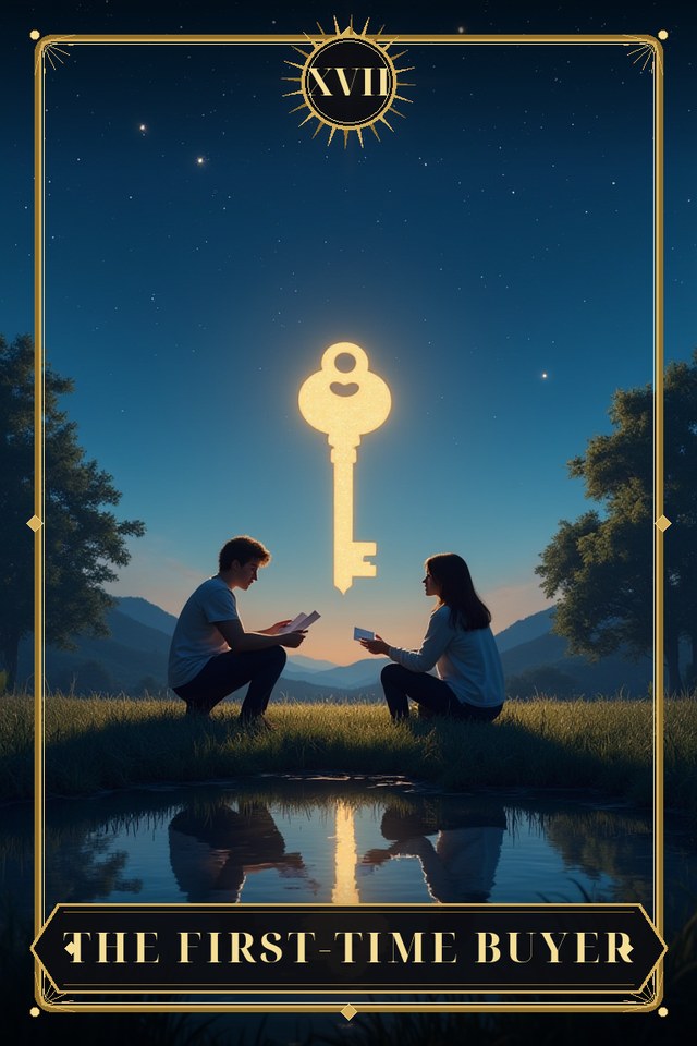 The First-Time Buyer — illustrated tarot card, arcanum XVII
