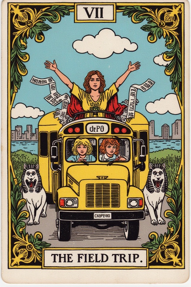 The Field Trip — illustrated tarot card, arcanum VII