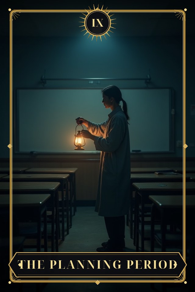 The Planning Period — illustrated tarot card, arcanum IX