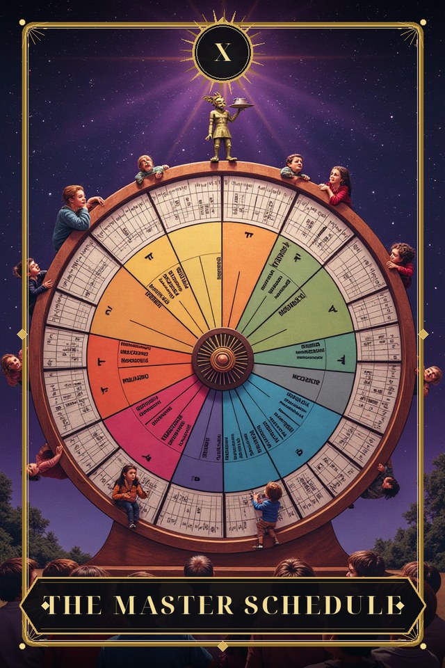 The Master Schedule — illustrated tarot card, arcanum X
