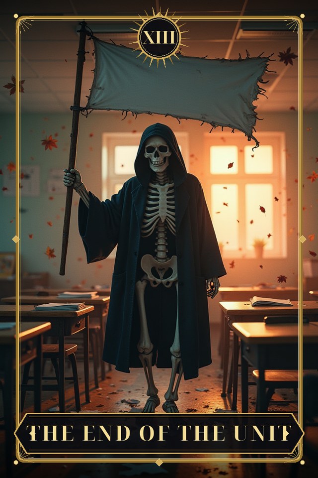 The End of the Unit — illustrated tarot card, arcanum XIII