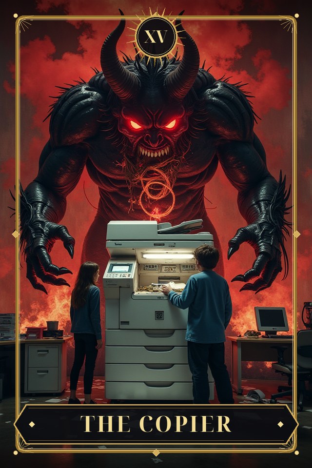 The Copier — illustrated tarot card, arcanum XV