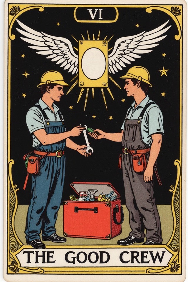 The Good Crew — illustrated tarot card, arcanum VI