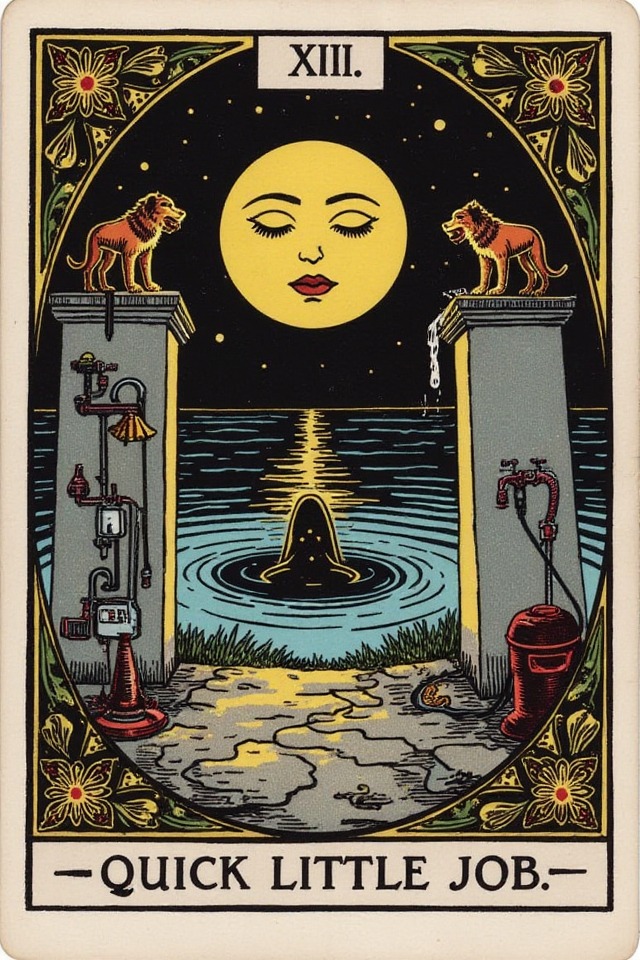 Quick Little Job — illustrated tarot card, arcanum XVIII