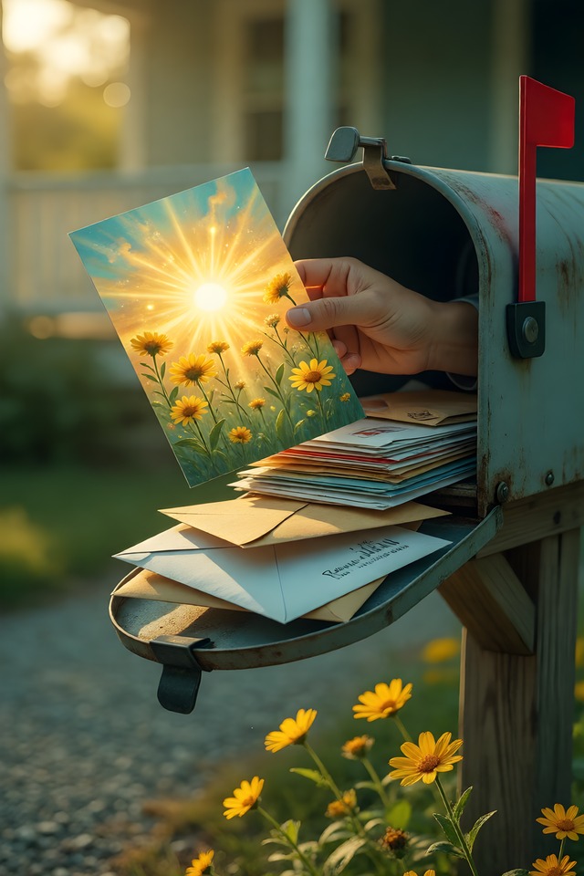 The Card in the Mail — illustrated minor arcana card (ace of pentacles)