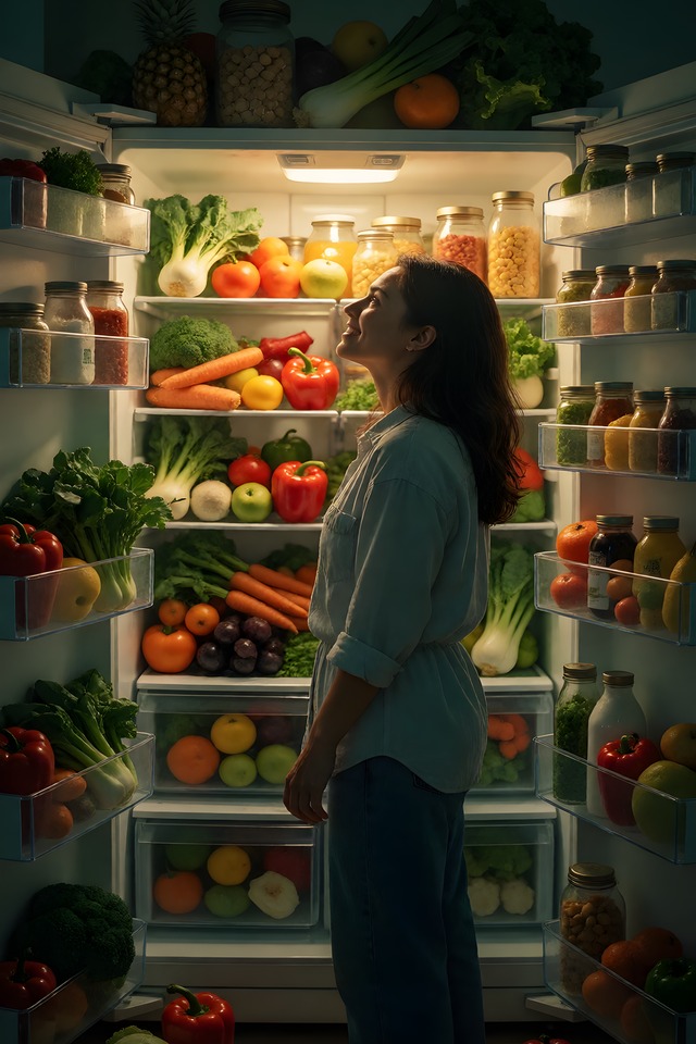 The Full Fridge — illustrated minor arcana card (queen of pentacles)