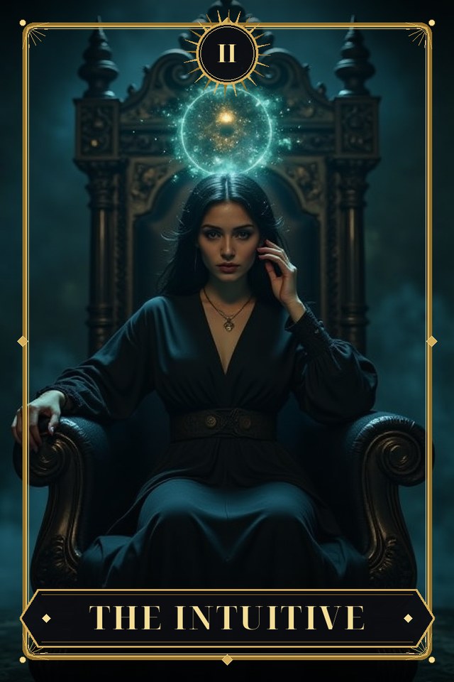 The Intuitive — illustrated tarot card, arcanum II