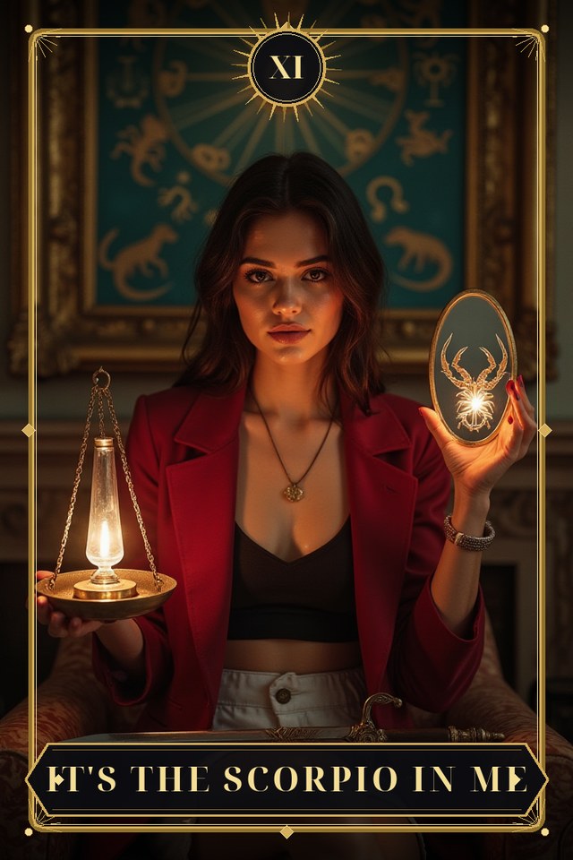 It's the Scorpio in Me — illustrated tarot card, arcanum XI