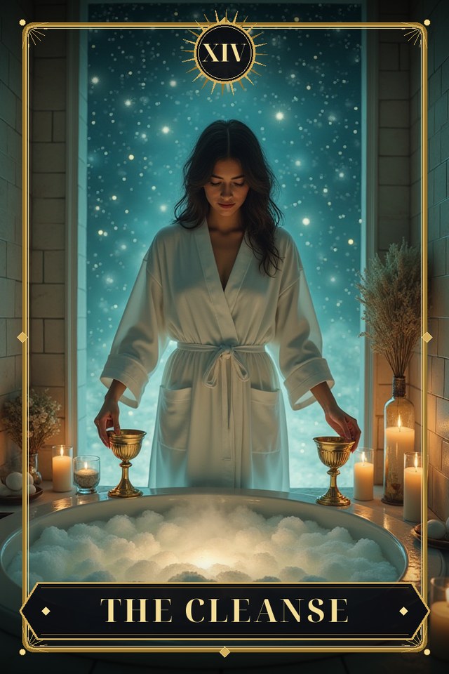 The Cleanse — illustrated tarot card, arcanum XIV